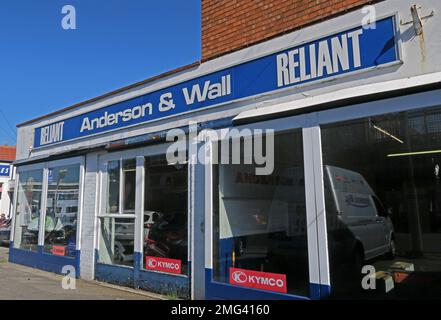 Reliant Reseller Showroom, Anderson & Wall, Church St, Bridgwater, Somerset, ENGLAND, GROSSBRITANNIEN, TA6 5AS Stockfoto