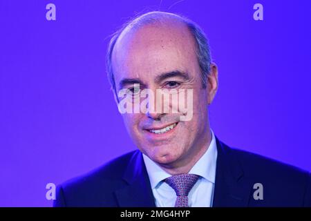 Paris, Frankreich. 24. Januar 2023. Olivier Marleix bei der Vorstellung des neuen Führungsteams der französischen rechten Partei Les Republicains am 24. Januar 2023 in Paris, Frankreich. Kredit: Victor Joly/Alamy Live News Stockfoto