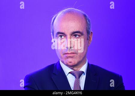 Paris, Frankreich. 24. Januar 2023. Olivier Marleix bei der Vorstellung des neuen Führungsteams der französischen rechten Partei Les Republicains am 24. Januar 2023 in Paris, Frankreich. Kredit: Victor Joly/Alamy Live News Stockfoto