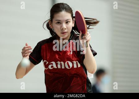 Tokio, Japan. 25. Januar 2023. Riko Kumanaka Tischtennis : Alle japanischen Tischtennis-Meisterschaften 2023 Frauen Singles 2. Runde im Tokyo Metropolitan Gymnasium in Tokio, Japan . Kredit: AFLO SPORT/Alamy Live News Stockfoto