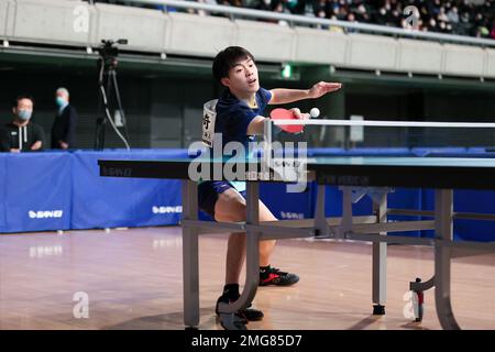 Tokio, Japan. 25. Januar 2023. Tonin Ryuzaki Tischtennis : Alle japanischen Tischtennis-Meisterschaften 2023 Singles für Männer 2. Runde im Tokyo Metropolitan Gymnasium in Tokio, Japan . Kredit: AFLO SPORT/Alamy Live News Stockfoto