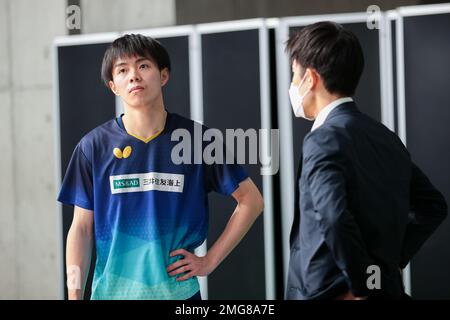 Tokio, Japan. 25. Januar 2023. Tonin Ryuzaki Tischtennis : Alle japanischen Tischtennis-Meisterschaften 2023 Singles für Männer 2. Runde im Tokyo Metropolitan Gymnasium in Tokio, Japan . Kredit: AFLO SPORT/Alamy Live News Stockfoto