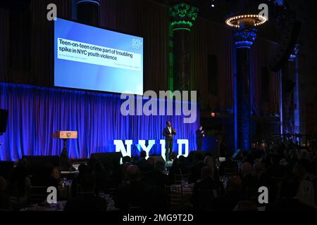 NYPD-Kommissar Keechant Sewell spricht am 25. Januar 202 in Cipriani beim „State of the NYPD, State of New York City, and Public Safety Briefing“ Stockfoto