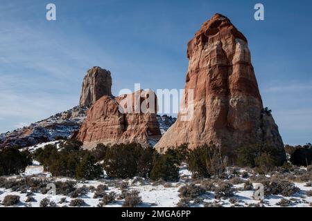 Square Butte ist eine eigenartige Felsformation im Coconino County, Arizona. Stockfoto