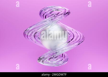 3D-Illustration, transparente Täuschung isometrische abstrakte Formen bunte Formen, die miteinander verflochten sind Stockfoto