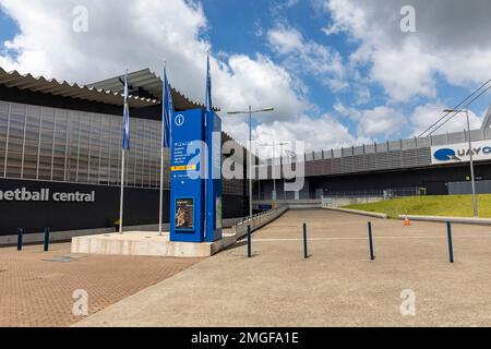 Sydney Olympic Park s[Häfen Arenen einschließlich Netball Central Indoor Sportanlage, Western Sydney, NSW, Australien Stockfoto