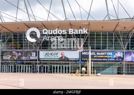 Qudos Bank Arena Stadion und Veranstaltungsort, Außenansicht, Sydney Olympic Park, Greater Western Sydney, NSW, Australien Stockfoto