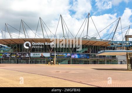 Qudos Bank Arena Stadion und Veranstaltungsort, Außenansicht, Sydney Olympic Park, Greater Western Sydney, NSW, Australien Stockfoto