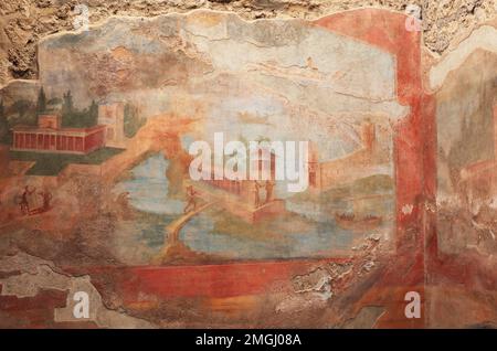 Haus des kleinen Brunnen, Pompeji, Antike Stadt in Kampanien am Golf von Neapel, beim Ausbruch des Vesuvs im Jahr 79 n. Chr. Verschüttet, Italien Stockfoto