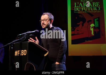 Riad Sattouf, Gewinner des „Grand Prix de la ville d'Angoulême“ (Hauptpreis), nimmt an der Eröffnungsnacht des Angoulême International 50. Teil Stockfoto