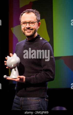 Riad Sattouf, Gewinner des „Grand Prix de la ville d'Angoulême“ (Hauptpreis), nimmt an der Eröffnungsnacht des Angoulême International 50. Teil Stockfoto