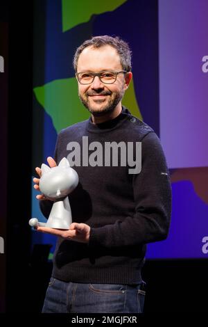 Riad Sattouf, Gewinner des „Grand Prix de la ville d'Angoulême“ (Hauptpreis), nimmt an der Eröffnungsnacht des Angoulême International 50. Teil Stockfoto