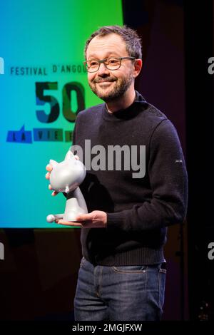 Riad Sattouf, Gewinner des „Grand Prix de la ville d'Angoulême“ (Hauptpreis), nimmt an der Eröffnungsnacht des Angoulême International 50. Teil Stockfoto