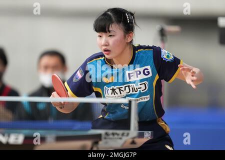 Tokio, Japan. 26. Januar 2023. Miwa Harimoto Tischtennis : Alle japanischen Tischtennis-Meisterschaften 2023 Finale der Junior-Singles für Frauen im Tokyo Metropolitan Gymnasium in Tokio, Japan . Kredit: AFLO SPORT/Alamy Live News Stockfoto