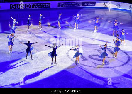 Eröffnungszeremonie bei der ISU European Figure Skating Championships 2023 in Espoo Metro Areena am 25. Januar 2023 in Espoo, Finnland. Kredit: Raniero Corbelletti/AFLO/Alamy Live News Stockfoto