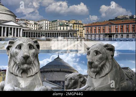 Die Piazza del Plebiscito befindet sich im historischen Zentrum von Neapel, sie ist eine der größten in der Stadt und in Italien und aus diesem Grund ist sie die MOS Stockfoto