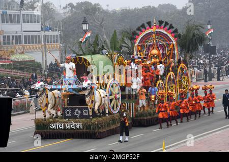 New Delhi, Delhi, Indien. 26. Januar 2023. 74. Republic Day Parade .Tableau 74. Republic Day Parade im märz durch den zeremoniellen Kartavya Path in Neu-Delhi am 26. Januar (Kreditbild: © Ravi Batra/ZUMA Press Wire) REDAKTIONELLER GEBRAUCH! Nicht für den kommerziellen GEBRAUCH! Kredit: ZUMA Press, Inc./Alamy Live News Stockfoto