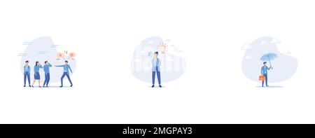 Herablassender Manager oder Mitarbeiter in Schwierigkeiten, aktives Zuhören, Schutz vor Geschäftsfehlern, flacher Vektor und moderne Illustration Stock Vektor
