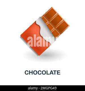 Schokoladensymbol. 3D Abbildung aus der Sammlung für den Lebensmittelmarkt. Creative Chocolate 3D-Symbol für Webdesign, Vorlagen, Infografiken und mehr Stock Vektor