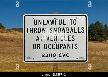 Schild am State Highway 79 im Cuyamaca Rancho State Park, Kalifornien, USA Stockfoto