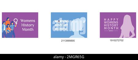 Women's History Month, Women's Day, International Women's Day, wird jährlich am 8. März weltweit gefeiert, um einen flachen Vektor moderner Illus zu setzen Stock Vektor