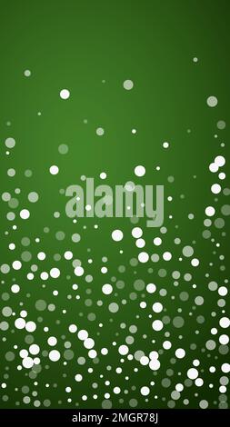 Schneefall Overlay weihnachten Hintergrund. Subtile fliegende Schneeflocken und Sterne auf weihnachtlichem grünem Hintergrund. Festlicher Schneefall-Overlay. Vertikaler Vektor il Stock Vektor