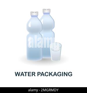 Symbol „Wasserverpackung“. 3D Abbildung aus der Sammlung für den Lebensmittelmarkt. Creative Water Packaging 3D Symbol für Webdesign, Vorlagen, Infografiken und mehr Stock Vektor