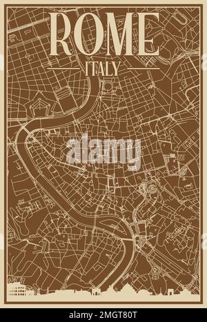 Poster des Straßennetzes über die Innenstadt VON ROM, ITALIEN Stock Vektor