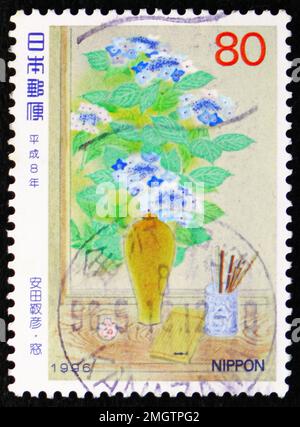 MOSKAU, RUSSLAND - 25. DEZEMBER 2022: In Japan gedruckte Briefmarken zeigen die Philatelic Week, Serie, um 1996 Stockfoto