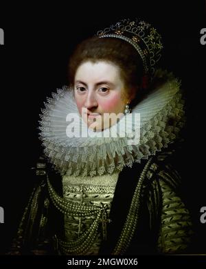 Jan Anthonisz van Ravesteyn Portrait of Ernestine Yolande (1594-1663), Princess of Ligne, Belgier, Belgien, Flämisch, Von y Jan Anthonisz van Ravesteya 1572-1652 Niederlande, Niederländisch, Holland ( Ernestine Yolande de Ligne d'Amblise 1594 - 1668, Ronse, Belgien Eltern: Lamoral, Prinz der Ligne Partner: John VIII, Graf von Nassau-Siegen, ) Stockfoto