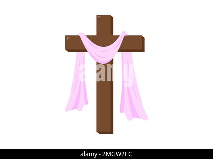 Christliche Grußkarte oder Banner der Heiligen Woche vor Ostern. Kreuz von Jesus Christus auf weißem Hintergrund. Vektordarstellung Stock Vektor