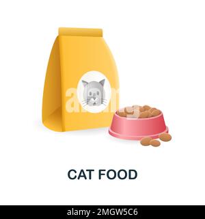 Symbol für Katzenfutter. 3D Abbildung aus der Haustiersammlung. Kreatives Cat Food 3D-Symbol für Webdesign, Vorlagen, Infografiken und mehr Stock Vektor