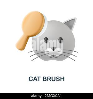 Symbol für Katzenpinsel. 3D Abbildung aus der Haustiersammlung. Creative Cat Brush 3D Symbol für Webdesign, Vorlagen, Infografiken und mehr Stock Vektor