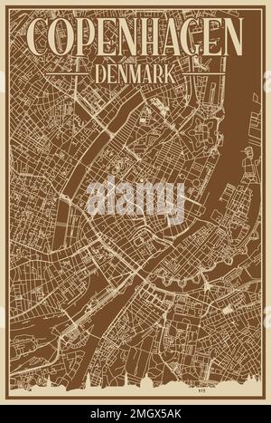 Poster des Straßennetzes der Innenstadt VON KOPENHAGEN, DÄNEMARK Stock Vektor
