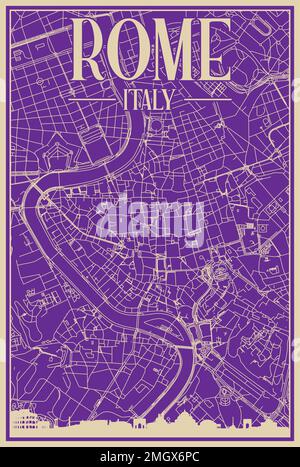 Poster des Straßennetzes über die Innenstadt VON ROM, ITALIEN Stock Vektor