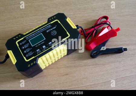 RJ Tianye 12 Volt Intelligent Pulse Repair Batterie Kfz-Ladegerät Stockfoto