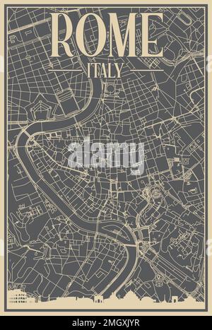 Poster des Straßennetzes über die Innenstadt VON ROM, ITALIEN Stock Vektor