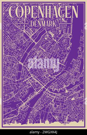 Poster des Straßennetzes der Innenstadt VON KOPENHAGEN, DÄNEMARK Stock Vektor