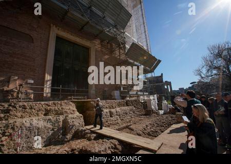A 1.4-meter (55-inch) wide sarcophagus and what appears to be an altar ...