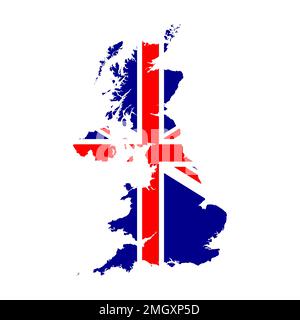 Karte von Großbritannien mit Flaggenfarben und Vektorformat Stock Vektor