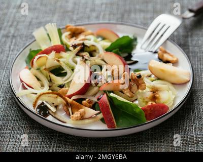 Fenchel Apfel Salat auf Rucola Stockfoto