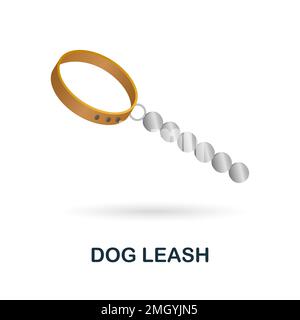Symbol „Hundeschlück“. 3D Abbildung aus der Haustiersammlung. Creative Dog Leash 3D Symbol für Webdesign, Vorlagen, Infografiken und mehr Stock Vektor