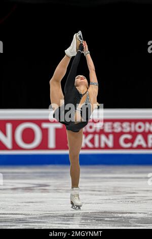 Antonina DUBININA (SRB), während des Women Short Program, bei der ISU European Figure Skating Championships 2023, in Espoo Metro Areena, am 26. Januar 2023 in Espoo, Finnland. Kredit: Raniero Corbelletti/AFLO/Alamy Live News Stockfoto