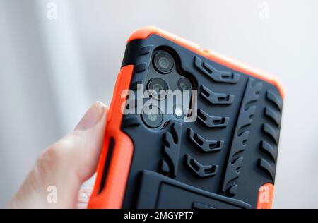 Kameraobjektive auf der Rückseite des Smartphones Stockfoto