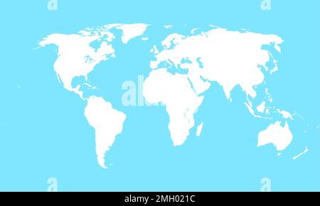 Weltkarte in Weiß mit blauem Meereshintergrund. Vektordarstellung. Atlas. Stock Vektor