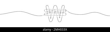 Fortlaufende Linienzeichnung des koreanischen Won-Währungssymbols. Strichzeichnungen des koreanischen Won-Währungssymbols. Vektordarstellung. Stock Vektor