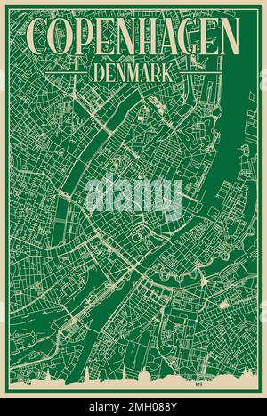 Poster des Straßennetzes der Innenstadt VON KOPENHAGEN, DÄNEMARK Stock Vektor