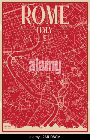 Poster des Straßennetzes über die Innenstadt VON ROM, ITALIEN Stock Vektor