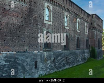 Mauern von Castello Sforza, Mailand, Lombardei, Italien Stockfoto