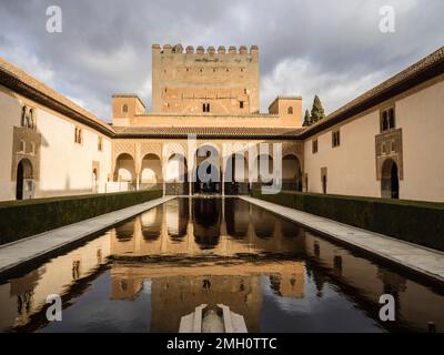 Patio de Arrayanes, Alhambra, Granada, Andalusien, Spanien, Europa Stockfoto